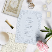 Geborduurd Blauw Huwelijksuitnodiging Kaart