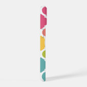 Geborduurd Blauw Roze Marokkaans Rasterpatroon iPhone 15 Hoesje (Rechterkant)