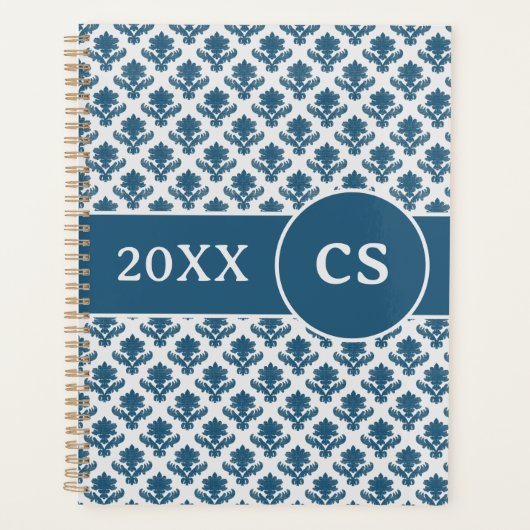 Geborduurd Blauw & Wit Frans Tapijt Planner (Voorkant)