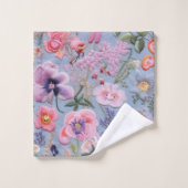 Geborduurd bloemennaadloos patroon bad handdoek (Wasdoekje)