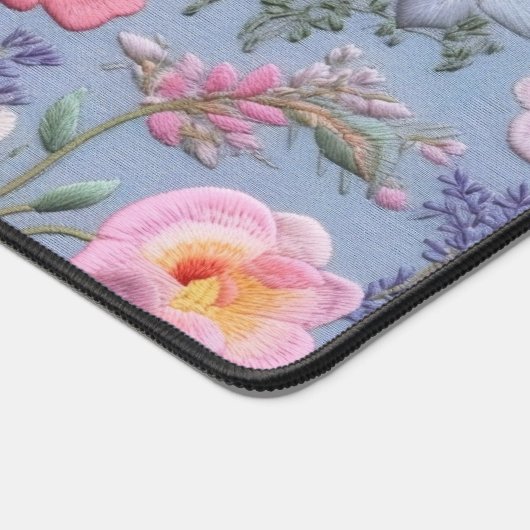 Geborduurd bloemennaadloos patroon bureaumat (Hoek)