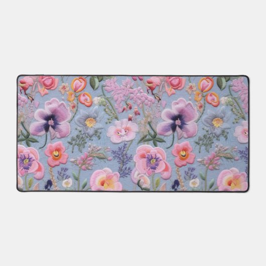 Geborduurd bloemennaadloos patroon bureaumat (Voorkant)