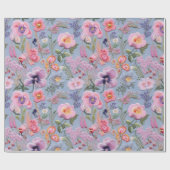 Geborduurd bloemennaadloos patroon cadeaupapier (Vlak)