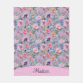 Geborduurd bloemennaadloos patroon fleece deken (Voorkant)