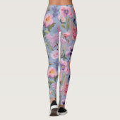 Geborduurd bloemennaadloos patroon leggings (Achterkant)