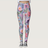 Geborduurd bloemennaadloos patroon leggings (Voorkant)