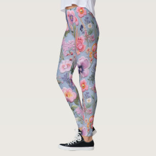 Geborduurd bloemennaadloos patroon leggings