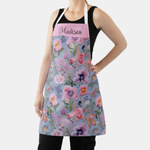 Geborduurd bloemennaadloos patroon schort