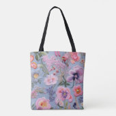 Geborduurd bloemennaadloos patroon tote bag (Achterkant)