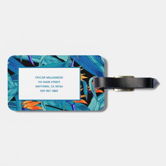 Geborduurd bloempatroon bagagelabel (Achterkant horizontaal)