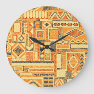 Geborduurd Bohemian Patchwork Naadloos Patroon Grote Klok