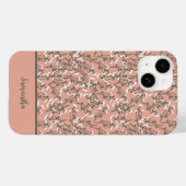 Geborduurd Boho Koraal Perzik Groen Wit Bloemmotie Case-Mate iPhone Case (Achterkant (horizontaal))