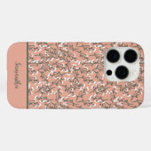 Geborduurd Boho Koraal Perzik Groen Wit Bloemmotie Case-Mate iPhone Case (Achterkant (horizontaal))