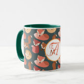 Geborduurd bosvos herfstkleuren herfst mok (Voorkant links)