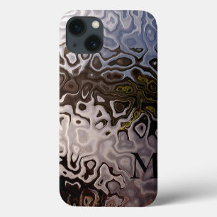 Geborduurd bruin-grijs glinsterend slangenleer eff iPhone 13 hoesje