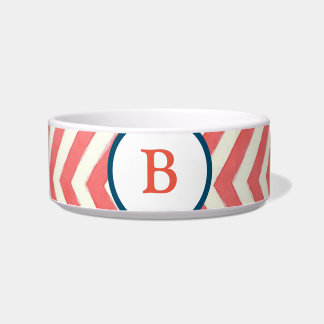 Geborduurd, chevron rood, blauw wit voerbakje