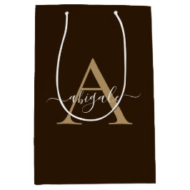 Geborduurd Chocolade Bruin Goud | Minimaal Elegant Medium Cadeauzakje