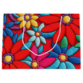 Geborduurd Daisy Design Groot Cadeauzakje (Voorkant)