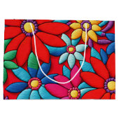 Geborduurd Daisy Design Groot Cadeauzakje (Achterkant)