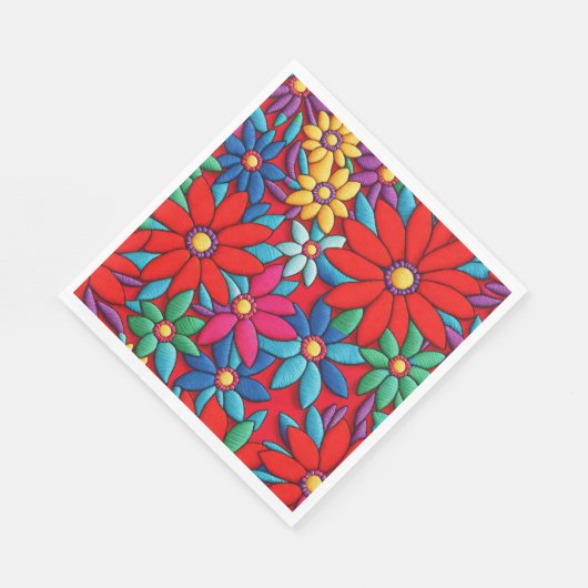 Geborduurd Daisy Design Servet (Hoek)