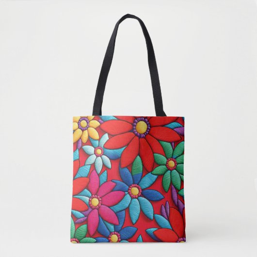 Geborduurd Daisy Design Tote Bag (Voorkant)