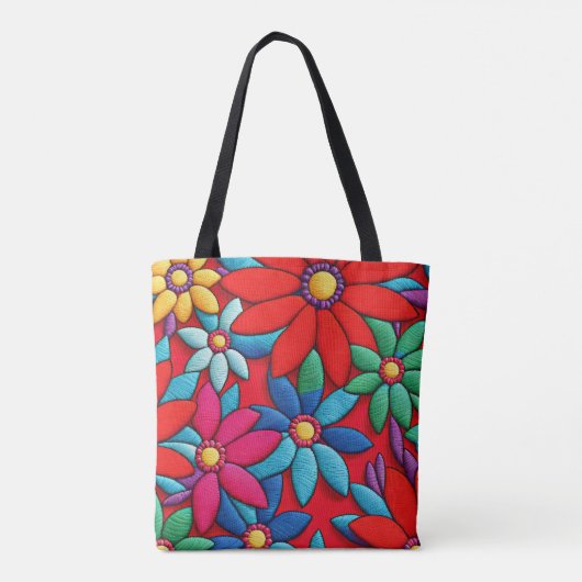 Geborduurd Daisy Design Tote Bag (Achterkant)