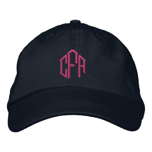 Geborduurd drie initialen blok monogram geborduurde pet (Voorkant)