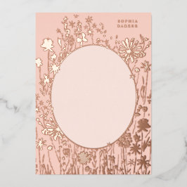 geborduurd "Floral Blank Gold" Folie Uitnodiging