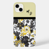 Geborduurd Geel en Grijs Bloemmotief  Case-Mate iPhone Case (Achterkant)