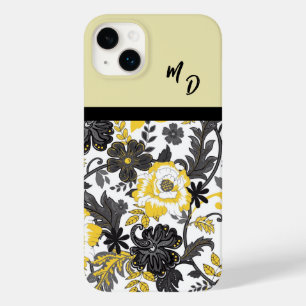 Geborduurd Geel en Grijs Bloemmotief  Case-Mate iPhone 14 Plus Hoesje
