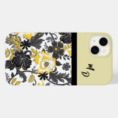 Geborduurd Geel en Grijs Bloemmotief  Case-Mate iPhone Case (Achterkant (horizontaal))