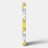 Geborduurd Geel en Grijs Bloemmotief Case-Mate iPhone Case (Achterkant / Links)