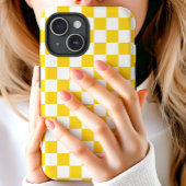 Geborduurd Geel En Wit Schachbrettpatroon Case-Mate iPhone Case