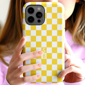 Geborduurd Geel En Wit Schachbrettpatroon Case-Mate iPhone Case