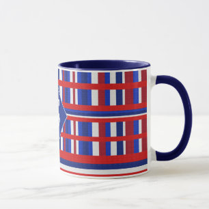 Geborduurd geruit patriottisch rood wit & blauw mok
