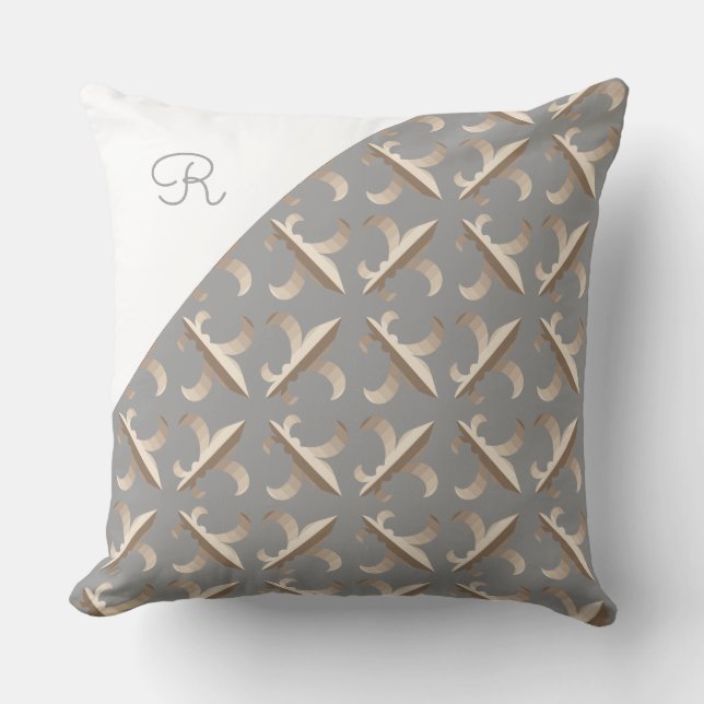 Geborduurd gestreept Fleur de lis patroon Kussen (Voorkant)