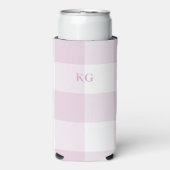 Geborduurd Gingham Geruit Roze Seltzer Blikjeskoeler (Seltzer Voorkant)