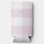 Geborduurd Gingham Geruit Roze Seltzer Blikjeskoeler (Achterkant)