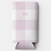Geborduurd Gingham Geruit Roze Seltzer Blikjeskoeler (Voorkant)