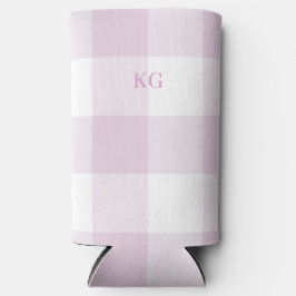 Geborduurd Gingham Geruit Roze Seltzer Blikjeskoeler