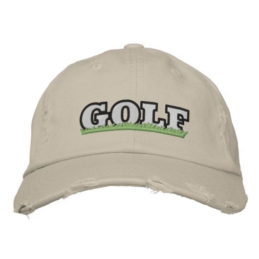 Geborduurd GOLF in distressed-stijl Geborduurde Pet (Voorkant)
