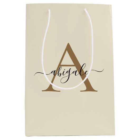 Geborduurd Goud Linnen Wit | Minimaal Elegant Medium Cadeauzakje (Voorkant)