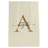 Geborduurd Goud Linnen Wit | Minimaal Elegant Medium Cadeauzakje (Achterkant)