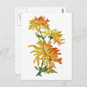 Geborduurd Gouden Chinese Chrysant Briefkaart (Voorkant / Achterkant)