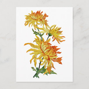 Geborduurd Gouden Chinese Chrysant Briefkaart