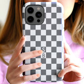Geborduurd grijs en wit dambordpatroon Case-Mate iPhone case