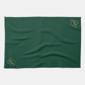 Geborduurd groen & gouden initiaalmonogram theedoek (Horizontaal)