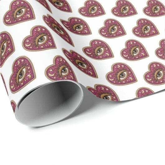 Geborduurd Hart Cadeaupapier (Rol Hoek)