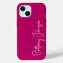 Geborduurd heet roze iPhone 15 case