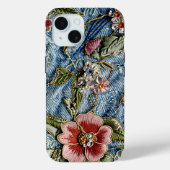Geborduurd juweel bloemendenim textuur Case-Mate iPhone case (Achterkant)